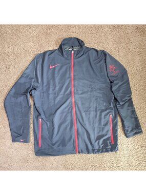 Nike Golf Jacket Mens L Gray Full Zip South Ridge Golf Club Embroidery Pocket
